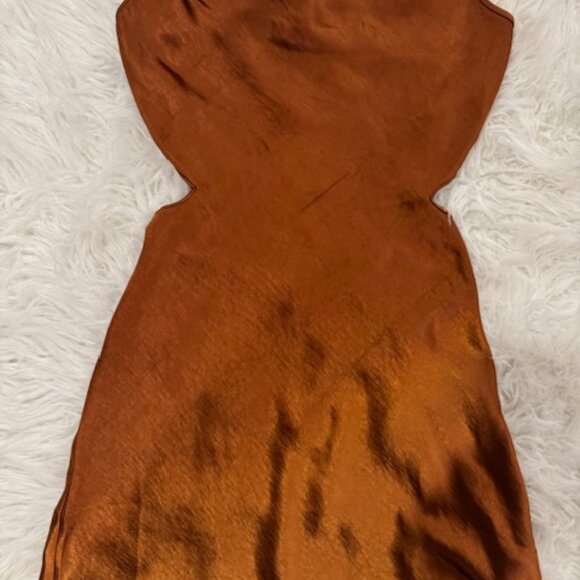 Forever 21 ❤️ Brown/Copper Satin Mini Slip Dress - Picture 1 of 9